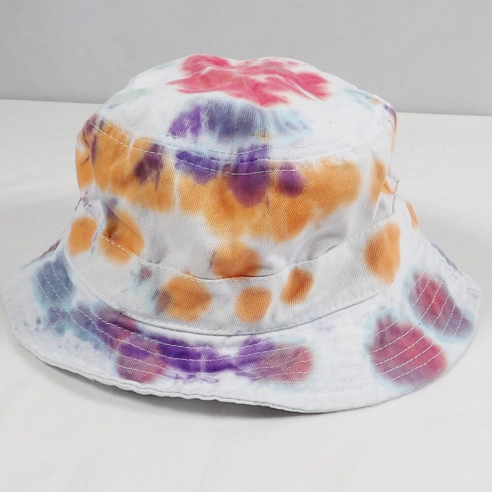 Bundle of 2 Kids Big Girls Bucket Hats Polka Dot & Tie Dye Colorful - Picture 6 of 9